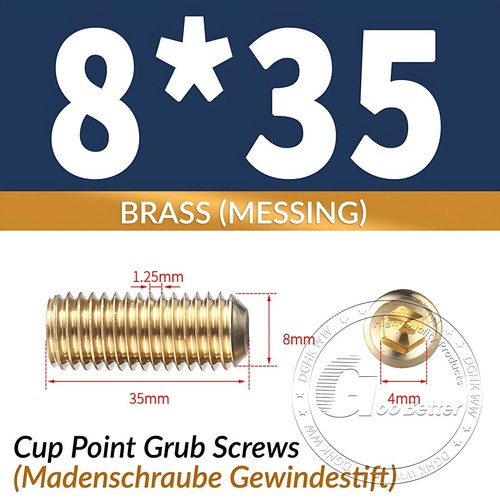 Madenschraube Gewindestift Messing M2 M3 M4 M5 M6 M8 M10 M12 2mm-40mm DIN 913 - Bild 64 von 82