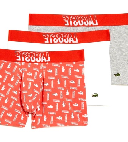 New Lacoste Men L Boxer Briefs 3-Pack Cotton Stretch Underwear 35"-38" Waist NIB