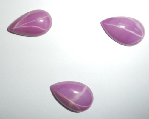 Opaque Star Ruby Pear 17x11 mm Cabochon 6 Rayed Lab-created Stone 2 pieces Lot - Picture 5 of 12