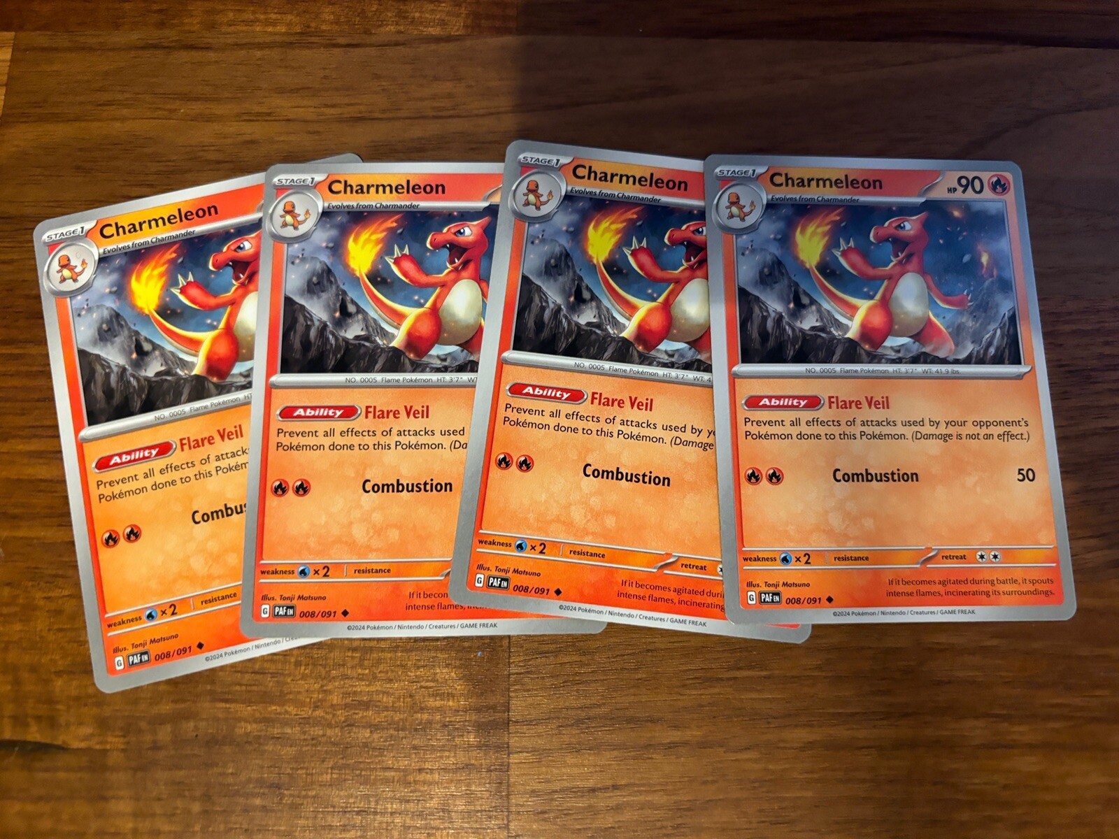 Charmeleon - 008/091 - Paldean Fates PAF - Pokemon - Playset (x4) NM