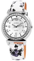 Classix Damenuhr Analog Armbanduhr Lederimitationarmband Crystal Besatz Uhr
