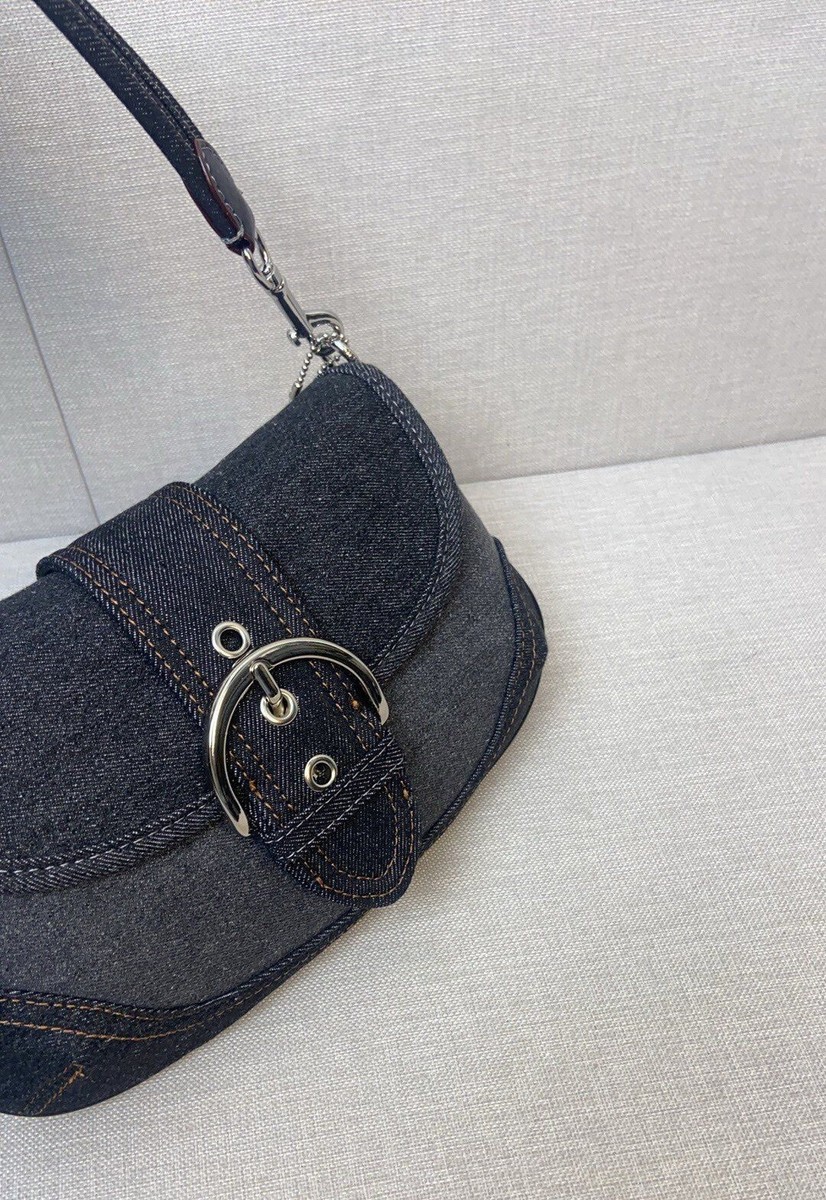 COACH Soho Bags Upcycled Repurposed Denim Black CR737 Outlet