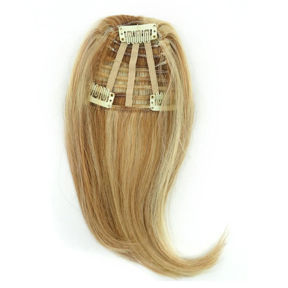 100% Real Human Hair Invisible Side-swept Bangs Clip In Topper Extension 18/613# - Image 3 of 4
