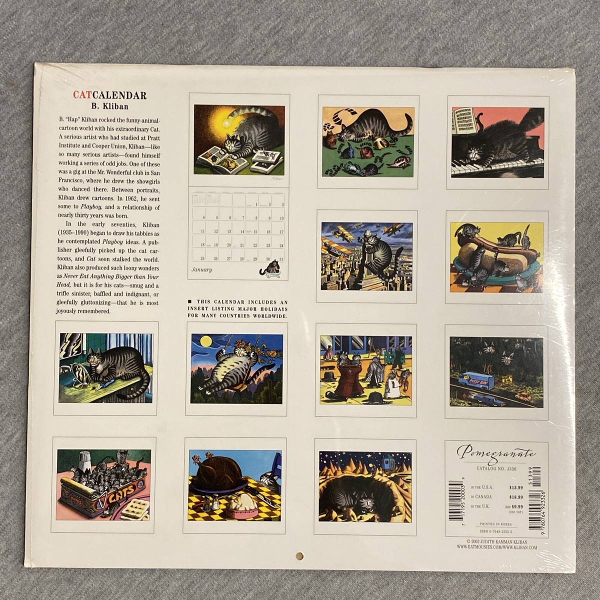 2004 Kliban Cat Calendar (Sealed) Cat Cartoon 12