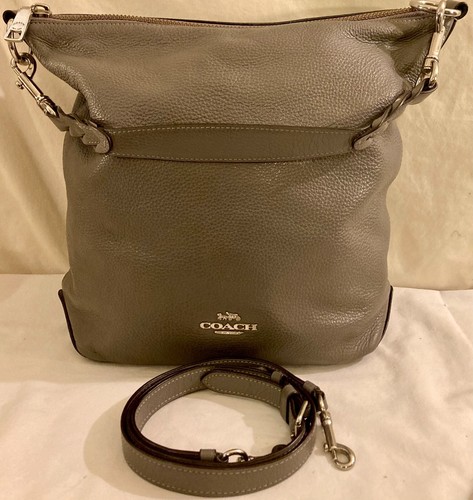 Cocach Gray Pebbled Leather Hobo Crossbody Shoulder Bag Purse Excellent