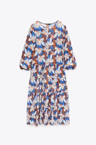 *AGOTADO* VESTIDO DE POPELÍN MIDI ESTAMPADO FLORAL MULTICOLOR ZARA MEDIANO NUEVO CON ETIQUETAS - Imagen 4 de 10