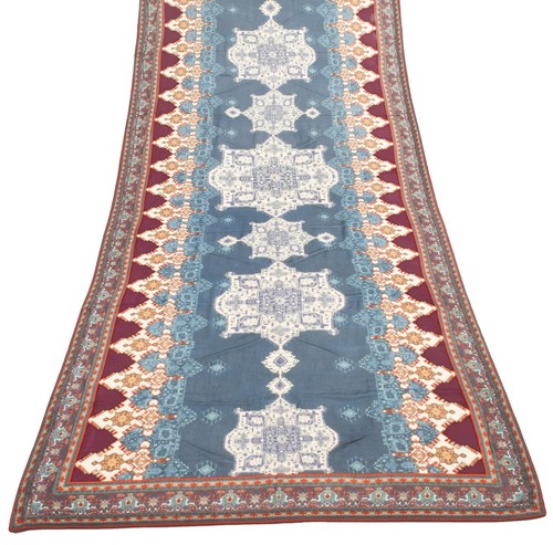 Splendida stola lunga Sushila vintage blu chiffon seta dupatta stampa digitale - Foto 2 di 9