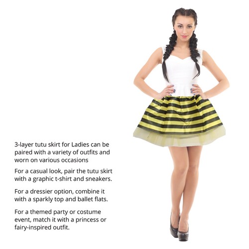 Kids Bumble Bee Tutu Costume Set with Wings and Accessories for Halloween - Picture 22 of 28