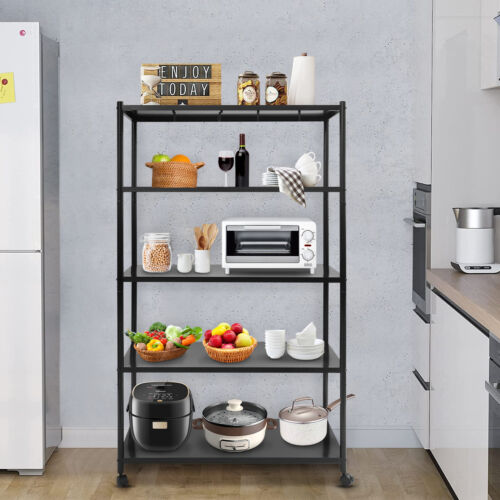 Adjustable Kitchen Storage Rack with Wheels, Storage Rack, 5 Tier Storage Rack - Picture 13 of 18