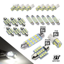 20X White LED Light Interior Package Kit for T10 & 31mm Map Dome + License Plate