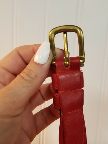 Cinturón Coach Naranja Rojo Guante Cuero Curtido Hebilla Latón Sólido 28" Hecho en EE. UU. - Imagen 8 de 11