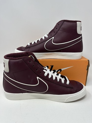 Nike Blazer Mid '77 PRM Maroon Bordeaux Red Sneakers Retro DQ7672-600 Mens Size - Picture 3 of 6