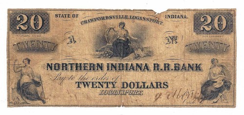 185X Northern Indiana R.R. Bank, Logansport, IN - $20 Note - W440-6 (D05579)
