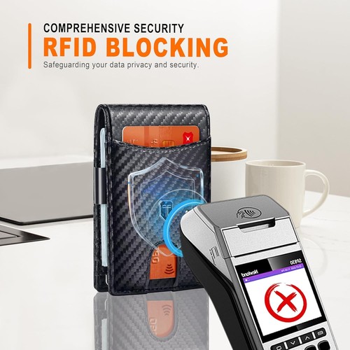 Ultra Slim Bi-Fold Geldbörse für Herren | RFID Schutz Leder Geldbörse mit Geldklammer - Bild 6 von 8