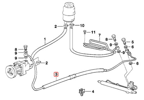 BMW E36 M3 3.2 Evo Power Steering Pipe Pressure Hose Assembly 32411093499 - Picture 2 of 11