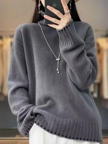 Suéter Para Mujer Otoño Invierno Nuevo Cuello Alto Pullover Tejido Prendas para el torso - Imagen 25 de 30