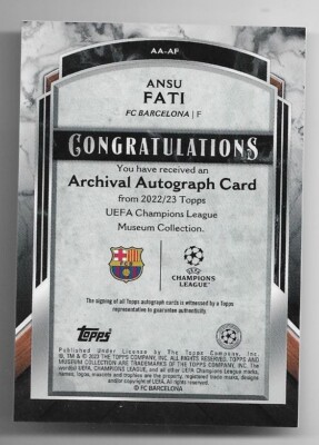 2022-23 Topps Champions League Museum Autograph Auto Card