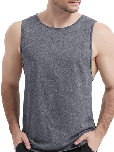 Men's Tank Tops Sleeveless Cotton Shirts Gym Workout Bodybuilding Quick Drying T - Picture 11 of 131