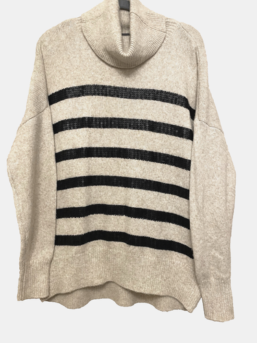 Mint Velvet Black Sequin & Beige Striped Wool Mix Jumper M 12 14