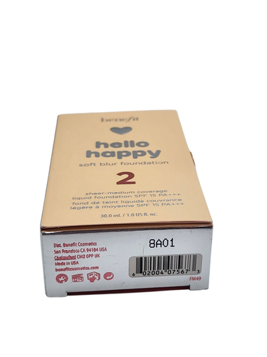 Benefit Hello Happy Soft Blur Foundation Shade # 2 Foundation New in box 1 oz - Picture 3 of 3
