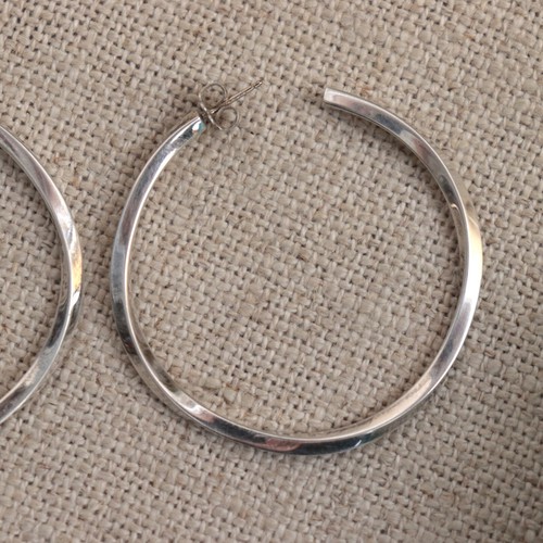 Tiffany Sterling Silver Twist Hoops T & Co Big Hoop Earrings in Box Estate Vtg - Picture 4 of 23
