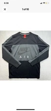 Nike Air men’s Long Sleeve Crew Mesh Shirt Max Black Grey Size XL