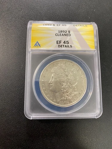 1892 MORGAN DOLLAR ANACS XF-45 DETAILS - BETTER DATE SILVER DOLLAR - SLABBED -$1