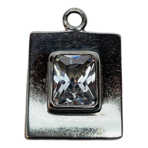 Silpada Sterling 925 Silver Rectangle CZ Pendant S0296