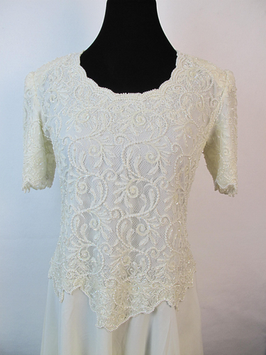 vintage Brilliante by J.A. Dress Cream/Ivory Beaded Size M - Picture 2 of 11