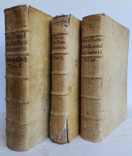 1727 LAW BOOKS SET 3 FOLIO VOLUMES antique VELLUM BINDING - Imagen 2 de 10
