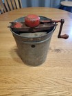 Vintage Red Handle Hand Crank Galvanized Ice Cream Churn Maker No Label Rare