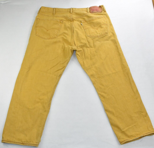 Levi's 501 Men's Jeans Size 42 X 27 Button Fly Denim Mustard Yellow -Flaws- - Picture 14 of 20