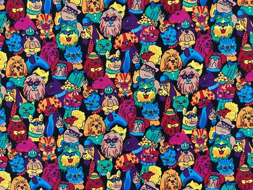 Tela de edredón de algodón Rainbow Pets Hoffman International por 1/2 yarda - Imagen 1 de 3