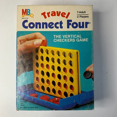 Connect 4 Four Travel Game with Box Vertical Checker VINTAGE 1983 Milton Bradley