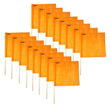 (16 Pack) Vinyl Mesh Flag with Wooden Dowel 18" x 18" - Orange
