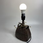 Basket Table Lamp With Handles Resin & Metal Berry Vines Works