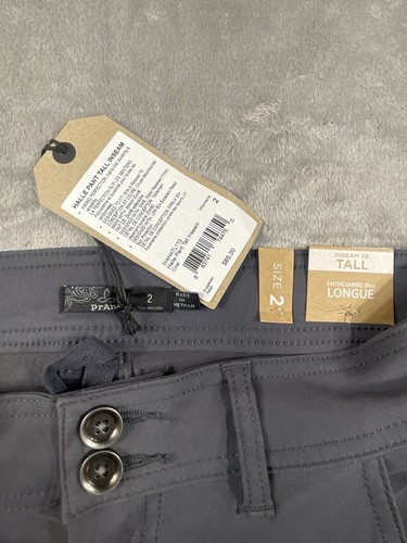Prana Halle Pant Tall Inseam Coal Women's Size 2 NWT Convertible Hiking - Picture 7 of 11