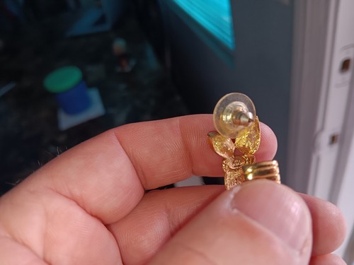 Orecchini Vintage Givenchy Paris New York Multicolore Tono Oro Clip On - Foto 9 di 11