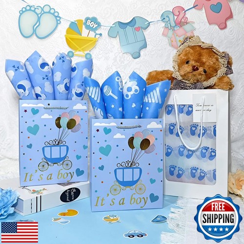 Baby Blue Tissue Paper 28x20 inch, 30 Sheets Large Baby Boy Gift Wrap Tissue - 第 3/5 張圖片