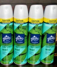 (4) Glade Air Freshener Room Spray Notes of CHILLED MINT AND BASIL EMPOWER MINT