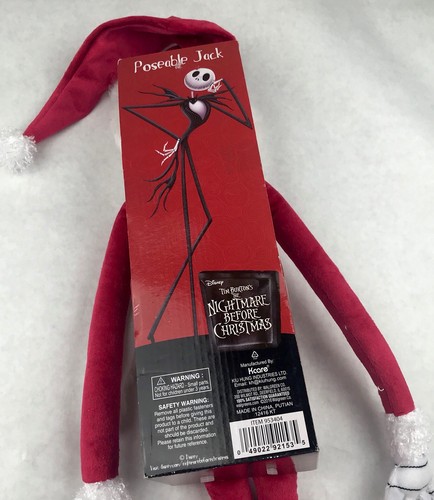 The Nightmare Before Christmas Jack Skellington Babbo Natale bambola posabile 24" nuova - Foto 2 di 3