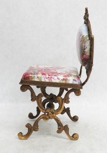ANTIQUE VIENNESE PORCELAIN DORE BRONZE HIGHLY DECORATED CHAIR - Picture 8 of 9
