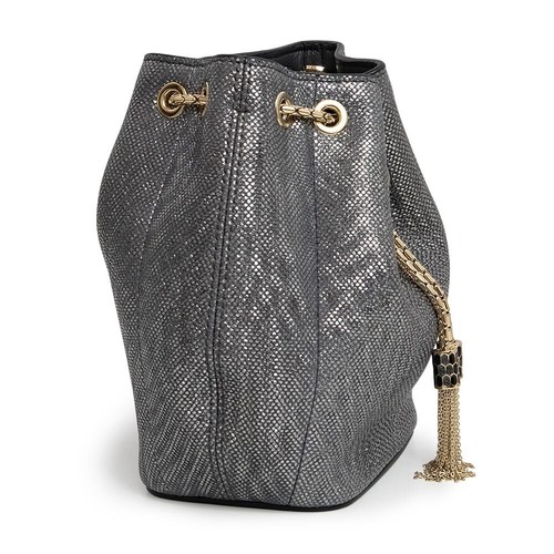 BVLGARI Serpenti Forever Bucket Chain Shoulder Bag Karung leather, Gray 289948 - Picture 4 of 10