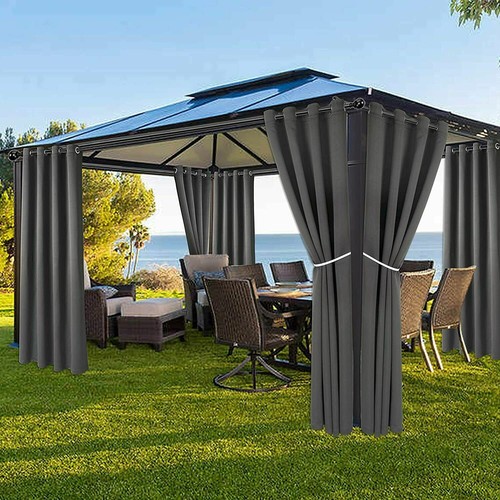 2/4 Panels Waterproof Outdoor Blockout Curtains Patio Thermal Insulated Drapes - Bild 4 von 21