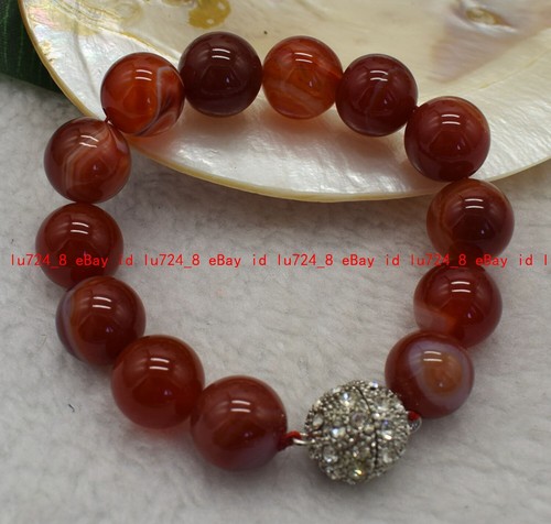 Pretty 12mm Natural Multicolor Gemstone Round Beads Bracelet 7.5" Magnetic Clasp - Picture 42 of 216