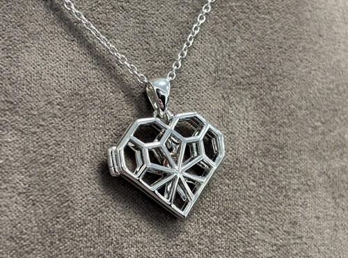 Clogau walisisches Silber & 9 kt Rotgold Uhrenkammer Achteck Medaillon (18") selten - Bild 7 von 8