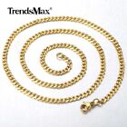 Curb Cuban Necklace or Bracelet 7-30' 3mm Men Chain Gold Plated Stainless Steel