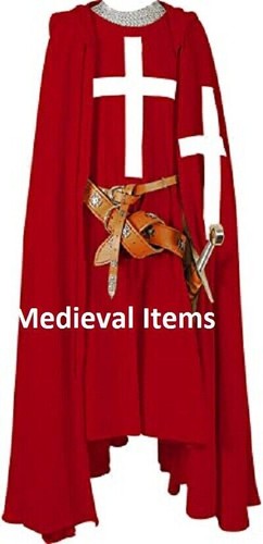Cosplay Costume Men Hooded Cloak & Medieval Tunic Surcoat Halloween Outfit  - Picture 6 of 16