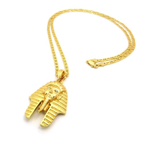 König Tut Pharao Mikro Anhänger mit 3mm 24" Marina Kette Mode Halskette FMMP6GC - Bild 2 von 7