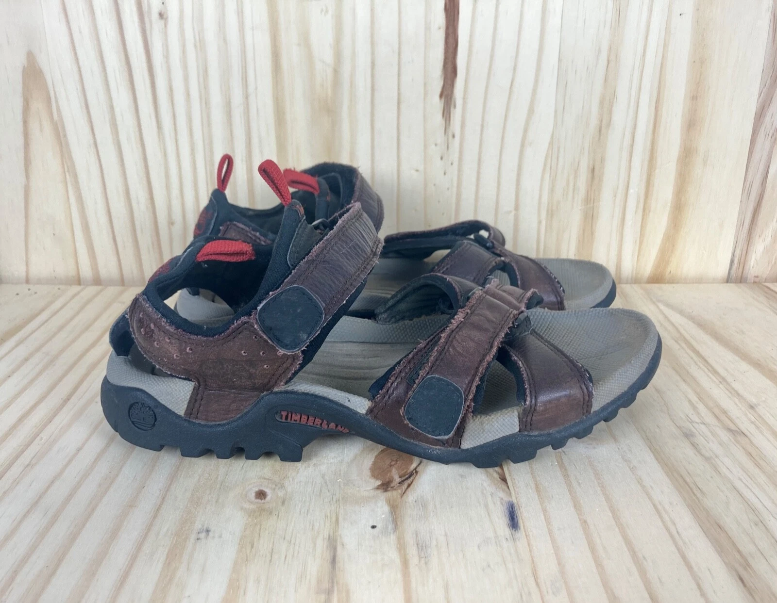 Timberland sandali uomo marroni sportivi con cinturino in pelle taglia 7